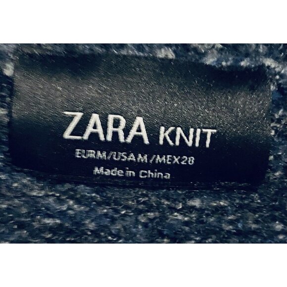 Zara Knit Sweater Womens Medium Marled Blue Knit Oversized Grandpa Boyfriend - Picture 5 of 6